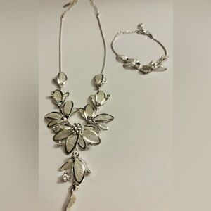 VTG Christina Collection Necklace Silver Mesh & Clear Rhinestones & Bracelet